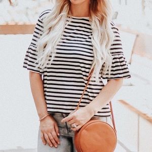 Z Supply Jersey Ruffle Sleeve Top